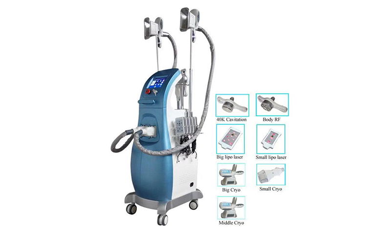 Cryolipolysis machine with 2 freeze vacuum cryotherapy handles + 40K cavitation + RF + lipolaser Model: Cryo07